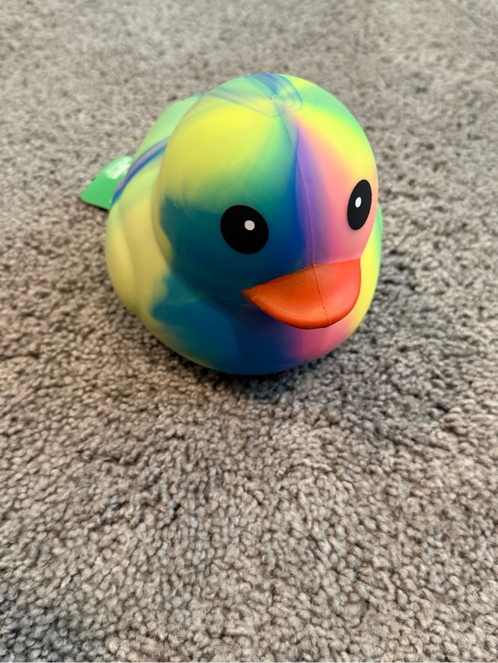 Squeeze Rainbow Rubber Duck Toy with Orange Beak - Picture 5 of 5